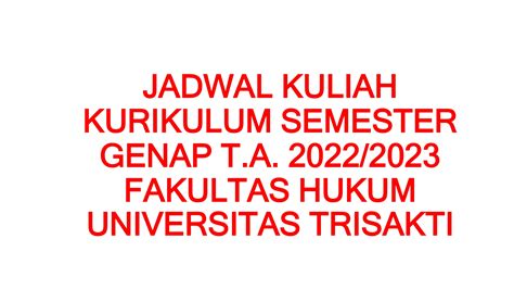 Jadwal Ujian Tengah Semester Genap Ta 20222023 Fakultas Hukum
