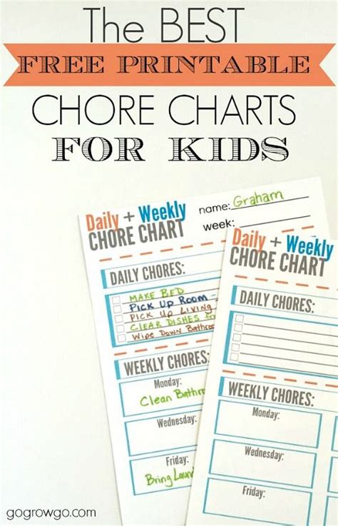 These Free Printable Chore Charts For Kids Will Help Motivate Your Kids