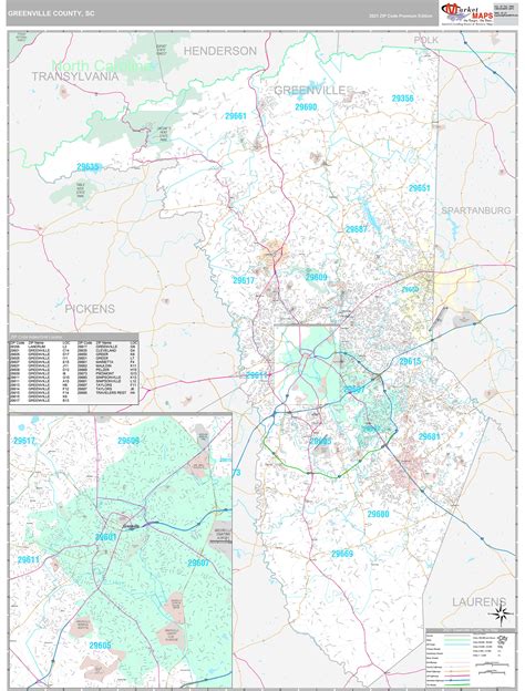Greenville County Sc Wall Map Premium Style By Marketmaps Mapsales