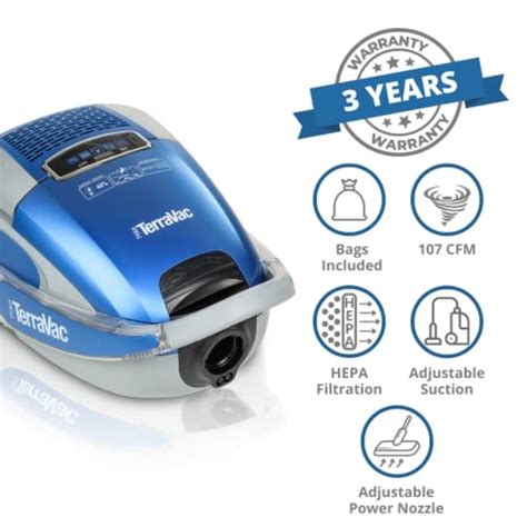 Prolux Terravac Pet Canister Vacuum Blue Pet Brush Hepa Filter