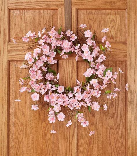 Spring Wreath, Pink Flowers Wreath,Front Door Wreath, Cherry Blossom Wreath | Spring wreath ...
