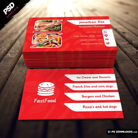 We feature the best online business card printing services, which offer high print quality alongside a fast print turn around time and will be able to take orders online. Fast Food Restaurant Business Card - Dope Downloads