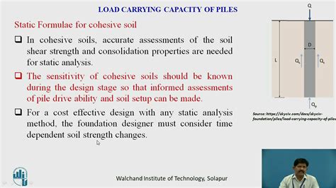Load Carrying Capacity Of Pile Using Static Method Youtube