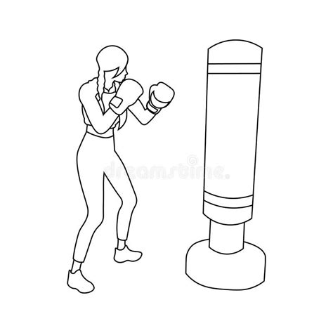 Boxing Girl Fighter High Kick Vector Stock Vector Illustration Of