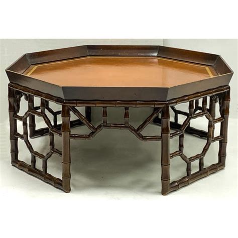 Made in the late 70's the table is decorated with red lacquer and then f. Vintage Chinese Chippendale Style Faux Bamboo Coffee Table ...