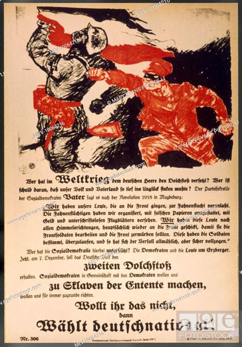 German Nationalist Poster Creates The Myth Of The Stab In The Back To