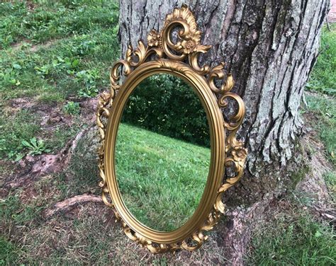 Vintage Ornate Gold Oval Mirror Syroco Mirror Hollywood Etsy