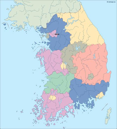 South Korea Vector Map Eps Illustrator Map Vector World Maps