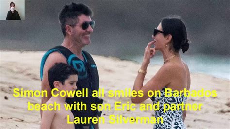 simon cowell all smiles on barbados beach with son eric and partner lauren silverman youtube