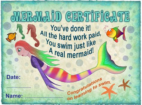 I hope you can use them. Mermaid Certificate: Learning to Swim | Rooftop Post ...