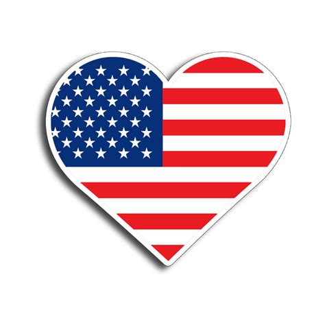 Heart American Flag Sticker Real Sticky