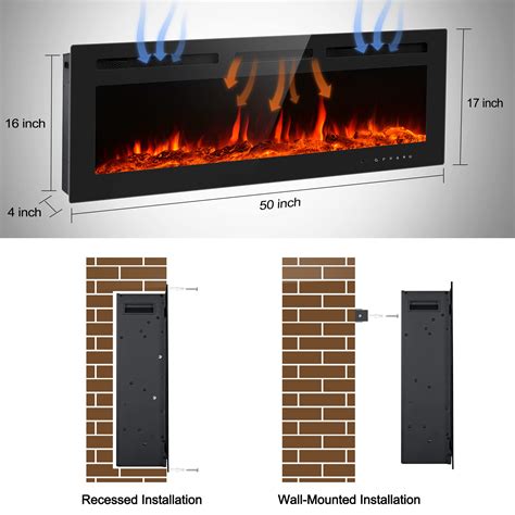 Betelnut 50 Electric Fireplace Wall Mounted And Recessed With Remote