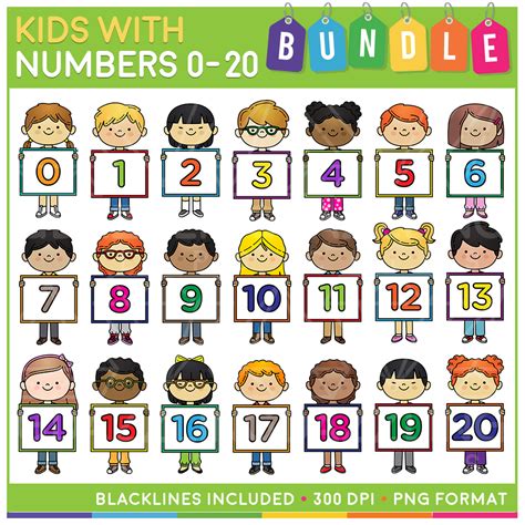 Kids With Numbers Clip Art Bundle 0 To 20