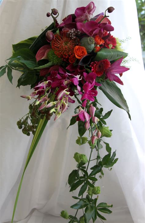 The Flower Magician Vivid Wedding Bouquet In Magenta And Mango