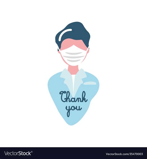 Covid19 19 Virus Sticker Thank You On Doctor Vector Image
