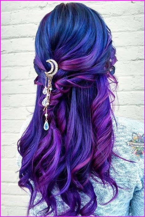 A deep emerald dye with a very slight blue tint; 35 Blue and Purple Hair Color Ideas