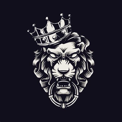 King Lion Head Illustration With Crown 2013900 Vector Art At Vecteezy