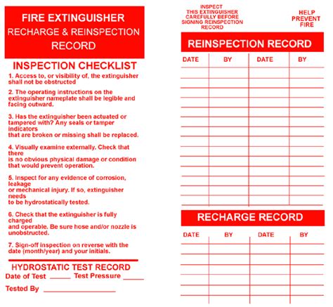 Fire Extinguisher Check Sheet