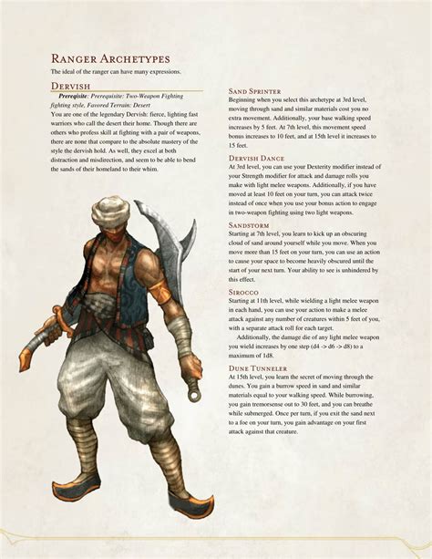Dervish Ranger By The Middlefinger Of Vecna Dungeons And Dragons Classes Dungeons And Dragons