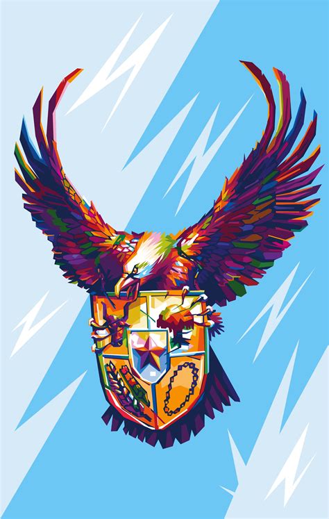 Garuda Pancasila In Wpap Pop Arts Style Seni 3d Tato Burung Hantu