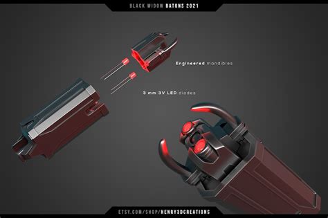 3d Printable Led Black Widow Batons 2021 Super Accurate Stl Etsy Uk