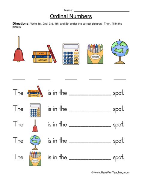 Ordinal Numbers Worksheets 2nd Grade
