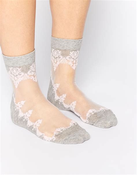 Asos Floral Sheer Socks At Asos Com Sheer Socks Fashion Socks Lace