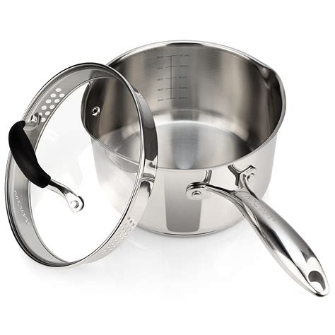 Buy Avacraft Stainless Steel Saucepan With Glass Lid Strainer Lid Two