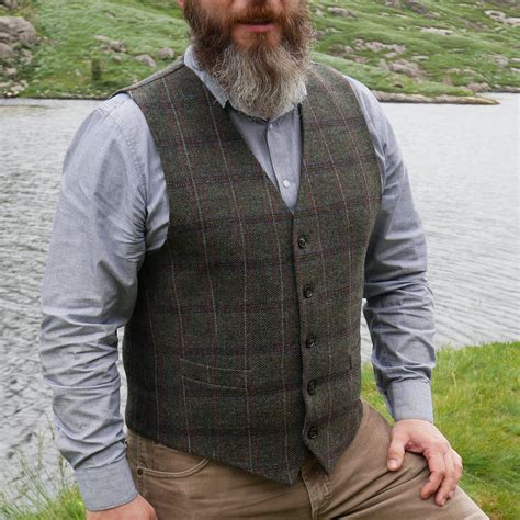 Irish Tweed Waistcoat Peaky Blinders Style Vest Green Irish Tartan