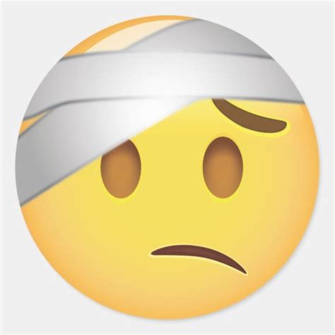 Face With Head Bandage Emoji Classic Round Sticker Uk