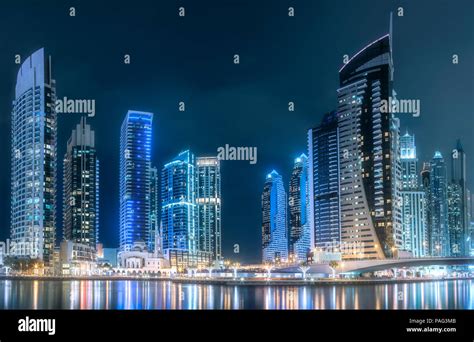 Dubai Marina Bay View From Palm Jumeirah Uae Stock Photo Alamy