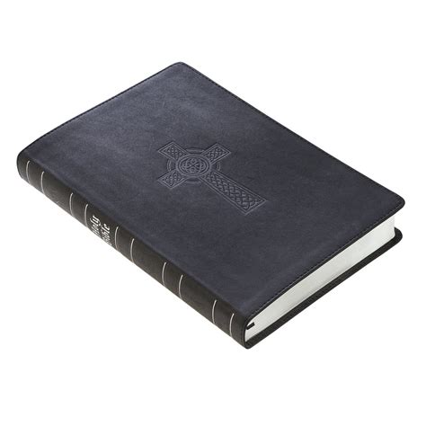 Black Premium Leather Large Print Thinline Bible With Thumb Index Kj