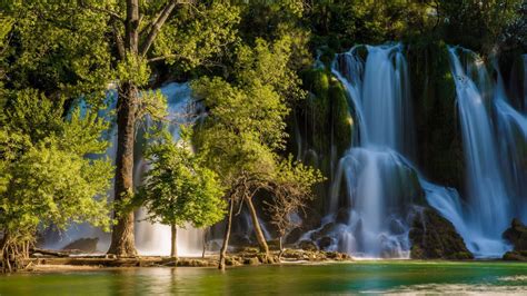 Landscape View Of Waterfalls Sunbeam During Daytime Hd Nature