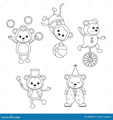 Set Of Circus Animals Stock Vector Illustration Of Coloring 128820411