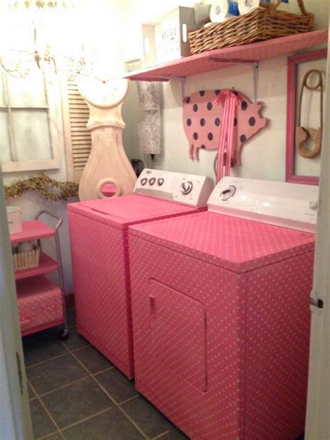 Basic $1 chip brush to apply wash. Maison Decor: Pink Polka Dotted Washer and Dryer