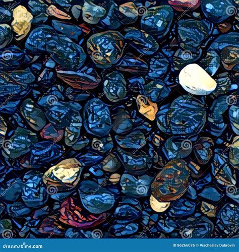 Pebble Background With Blue Pebbles From The Sea Beach Digital