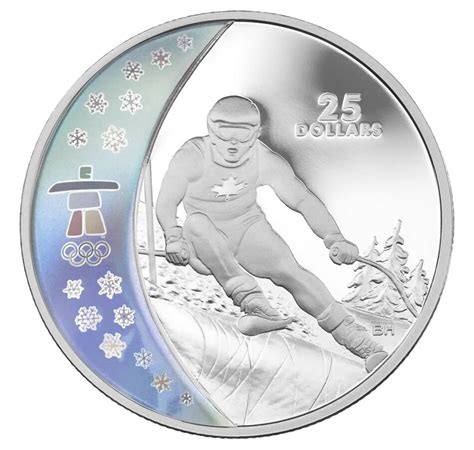 Tscca 25 Sterling Silver Coin Alpine Skiing Vancouver Olympics