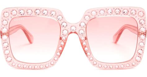 Gucci Oversized Embellished Square Frame Sunglasses In Pink Lyst
