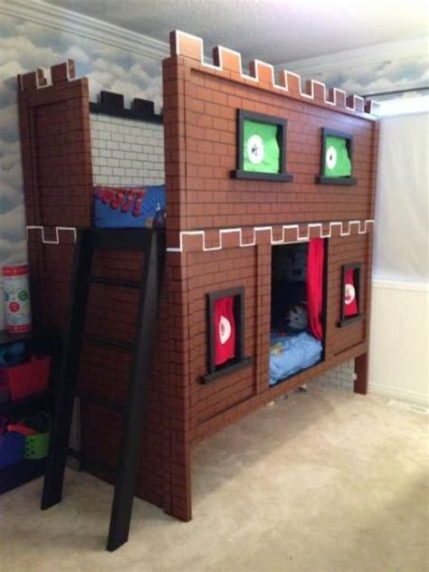 Castle low loft bed with slide blue & white tent and tower, loft bed, twin, cherry. 20 Awesome Boy Beds That Your Son Will Love - Shelterness