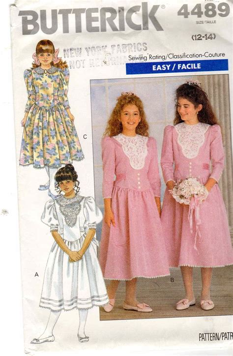 Butterick 4489 80s Classic Girl Dress Size 12 14 Etsy Classic Girl