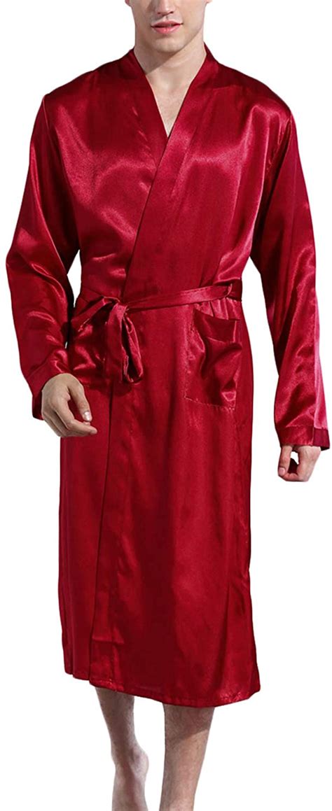 Clothing Men Haseil Mens Satin Robe Dragon Luxurious Silk Spa Long
