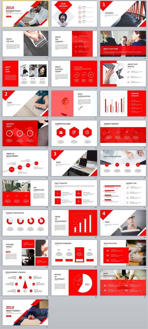 30 Best Red Business Plan Powerpoint Template Presentation Design