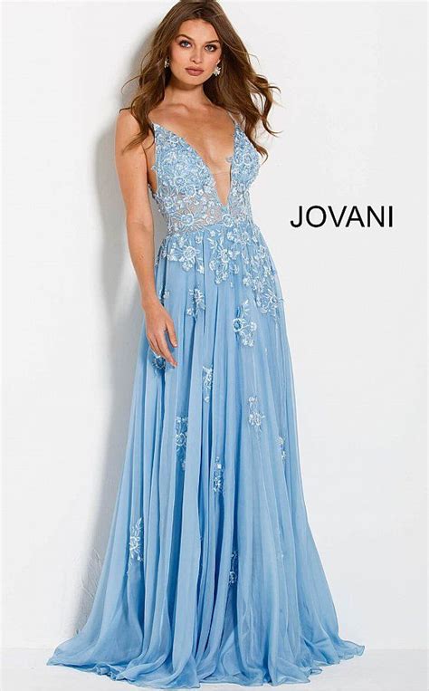 Jovani 58632 Light Blue Floral Embroidered Prom Dress In 2021 Light