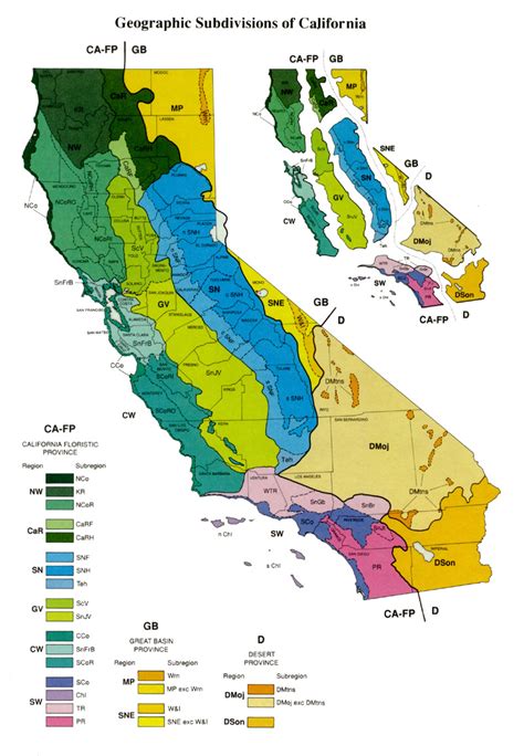 Geographic Subdivisions In California Map California Mappery