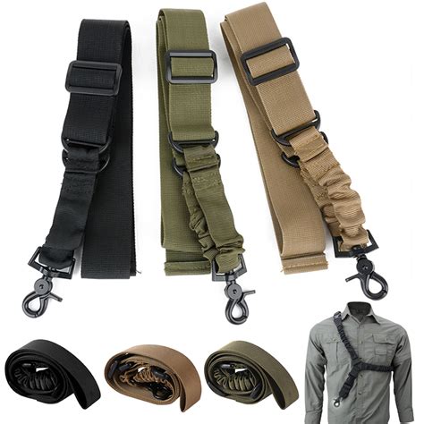 Tactical Single Point Adjustable Bungee Rifle Gun Sling System Strap