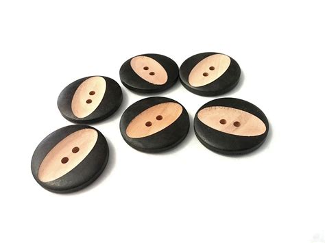 Carved Wooden Sewing Buttons 30mm Set Of 6 Wood Buttons Sewing A