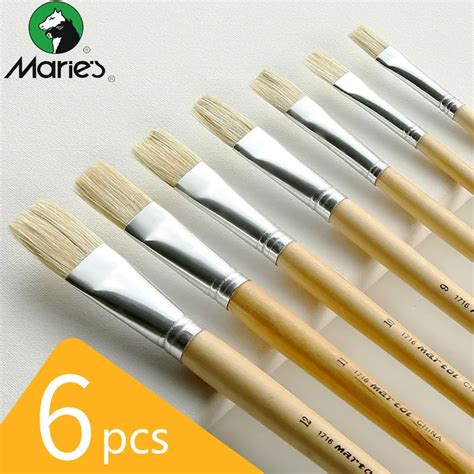 Maries Art Paint Brush 6pcs Pinceles Para Acrilico Y Oleo Bristles