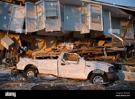 Damage Caused By Hurricane Katrina Slidell Louisiana On The Shore Of