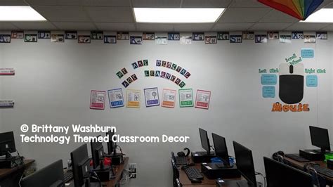Tech Themed Classroom Decor Looks Great In A Computer Lab Elementary