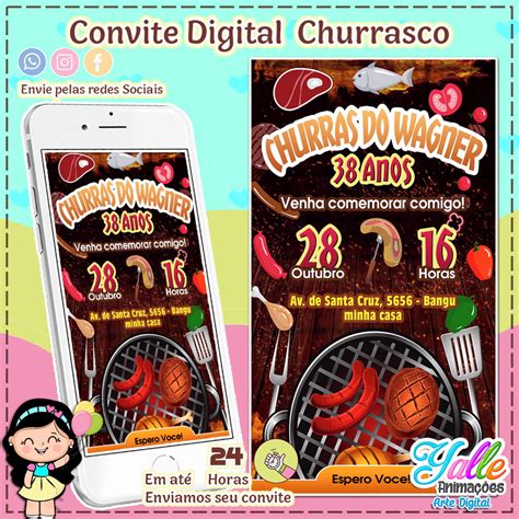 Convite Digital Churrasco Elo7 Produtos Especiais
